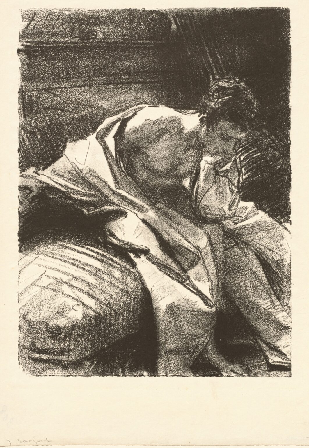 Study of a Young Man, Seated by master artist John Singer Sargent